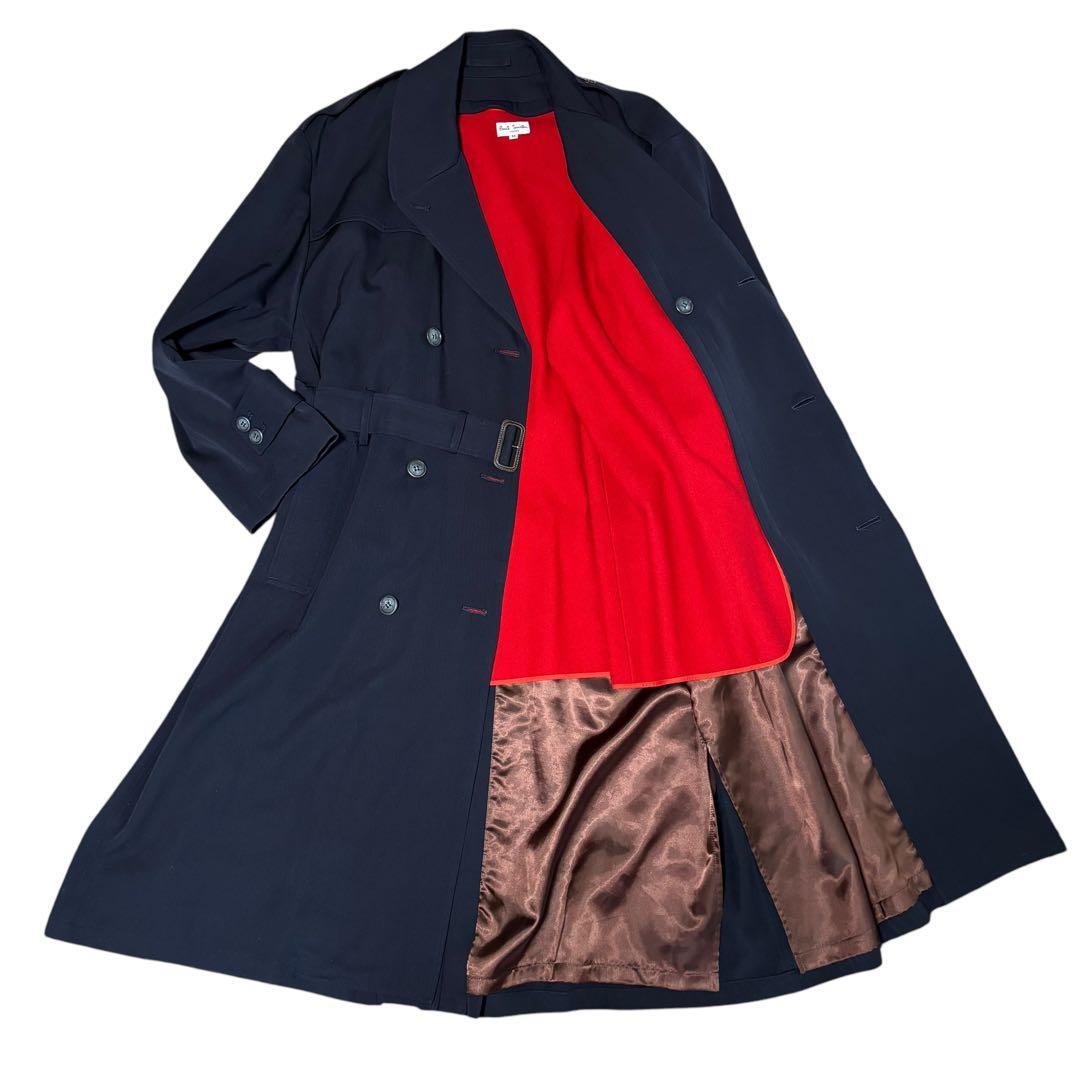 【あしゅ】ポールスミスロンドン　ウールトレンチコートネイビーライナー付