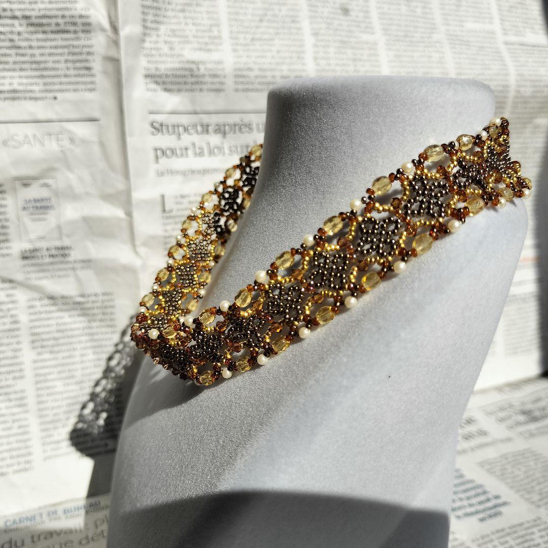 スワロフスキー　使用　ハンドメイド　ネックレス　チョーカー　カメオ　37cm