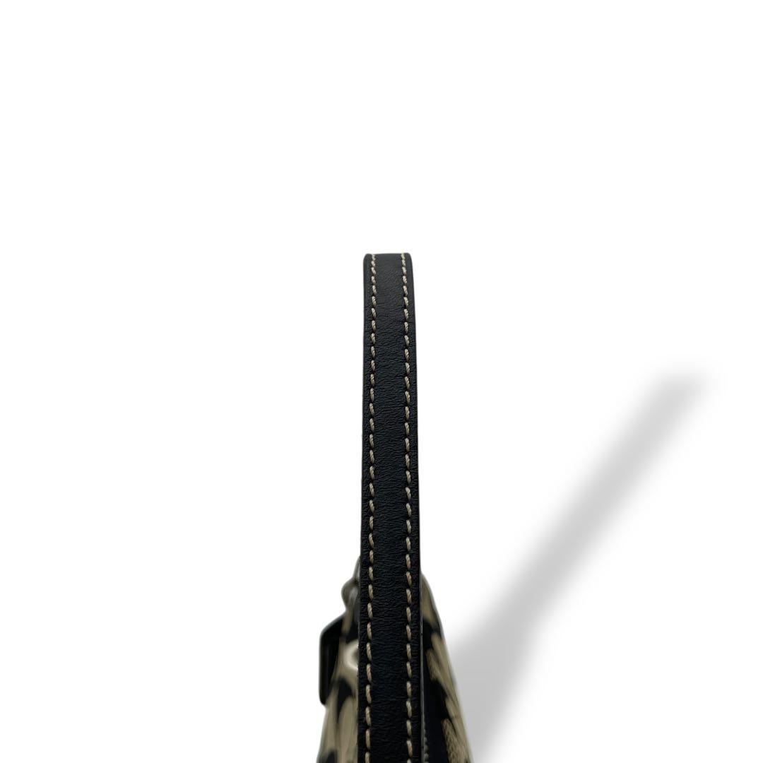 良品 COACH アクセサリーポーチ キャンバス レザー ブラック シグネチャー