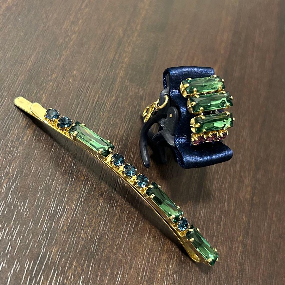 コンプレックスビズCOMPLEXBIZ スワロフスキーヘアクリップ＋ロングピン