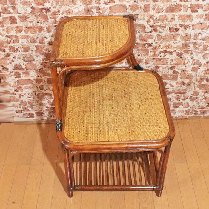 コーナーラック ラタン 籐家具 ナチュラルスタイル 飾り棚 214-1345