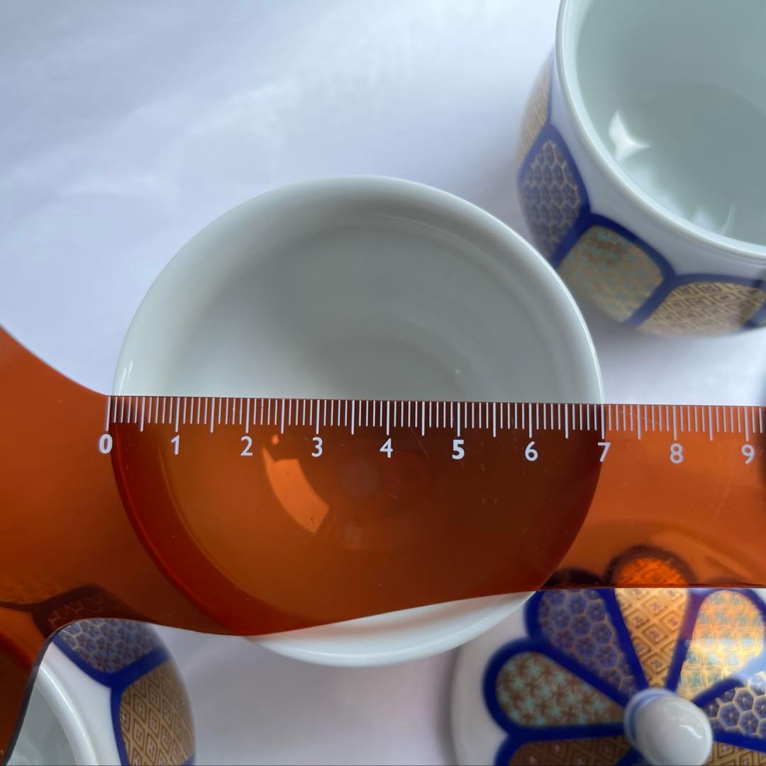 香蘭社　染錦模様　蓋付き湯呑　蒸し碗　5点　湯呑み