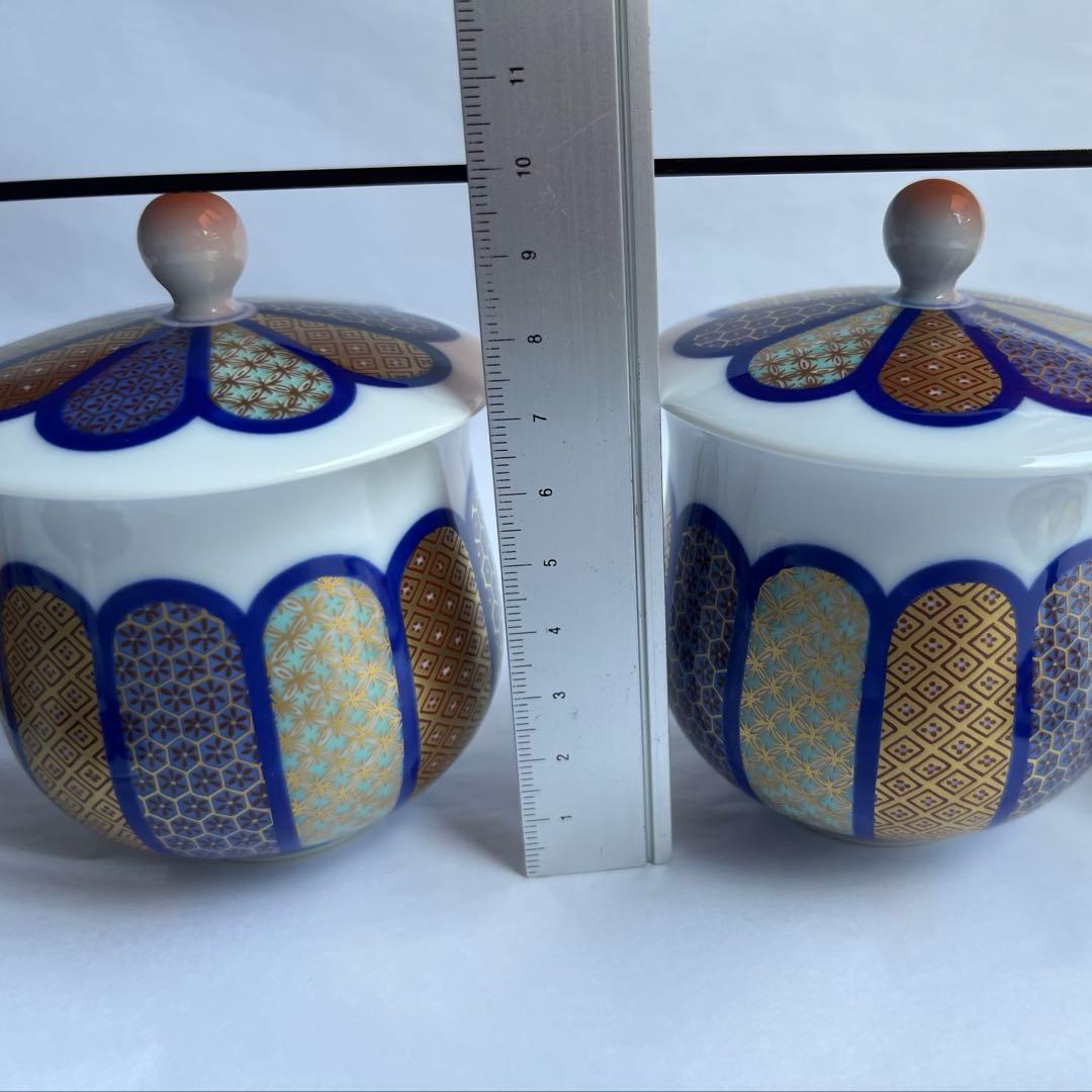 香蘭社　染錦模様　蓋付き湯呑　蒸し碗　5点　湯呑み