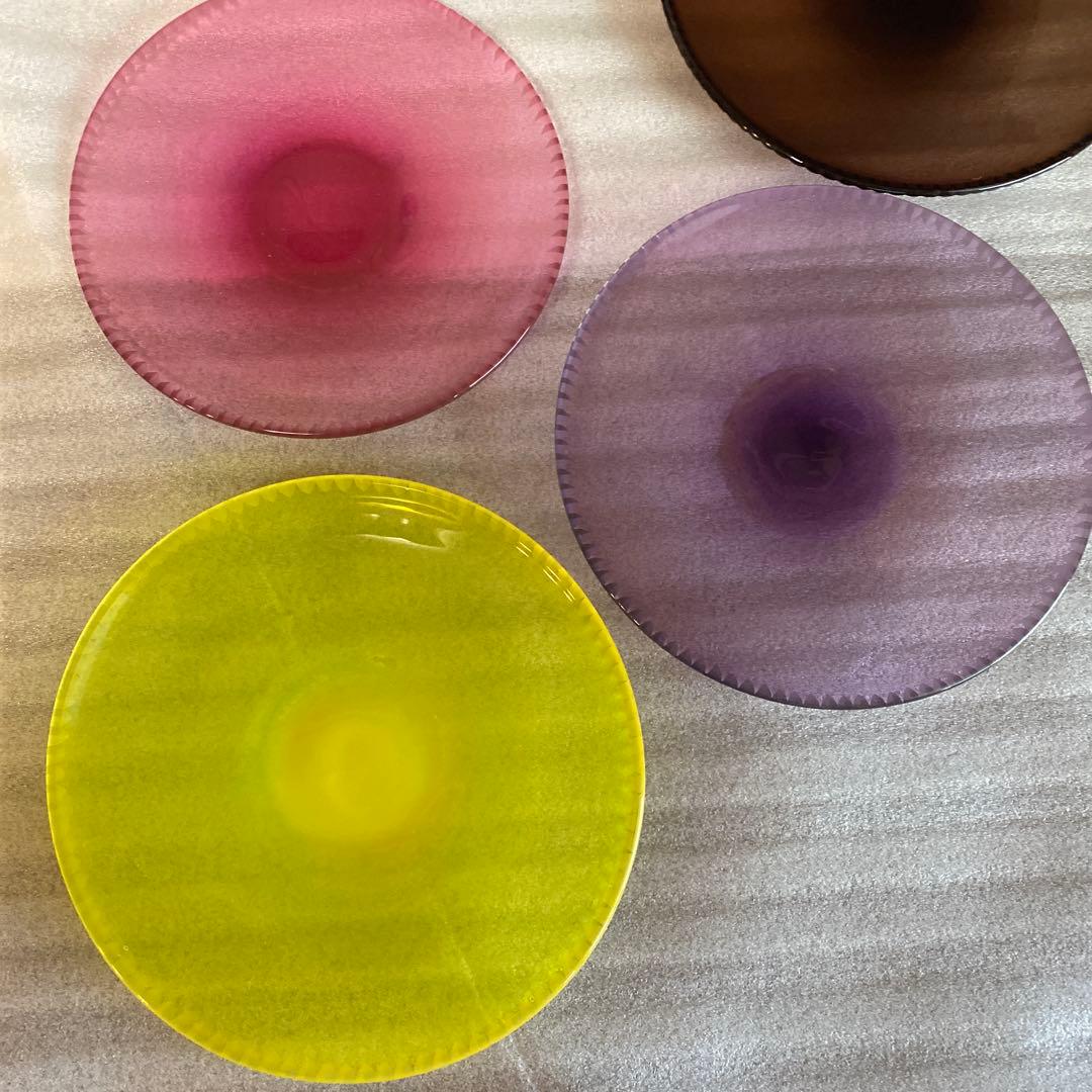 辻和美　factory zoomer ガラスプレート　皿　レインボー７枚セット