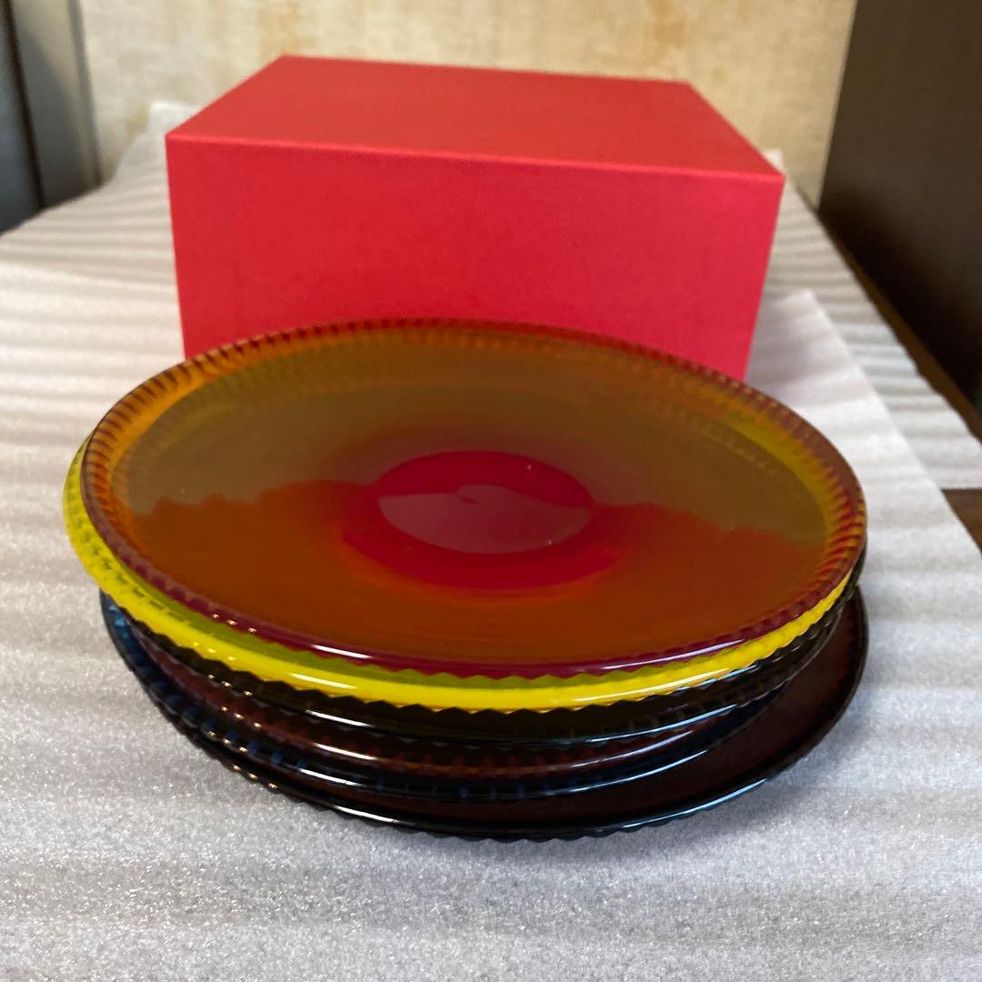辻和美　factory zoomer ガラスプレート　皿　レインボー７枚セット
