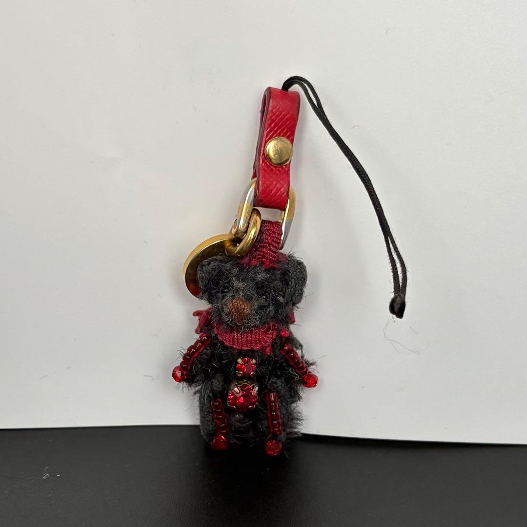 PRADA テディベア クマ型 キーホルダー ストラップ ビジュー チャーム