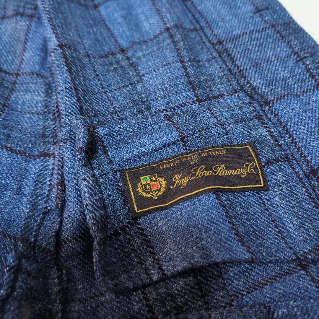 LARDINI×ロロピアーナ高級生地 チェック柄ウールシルクリネン混ベスト 36