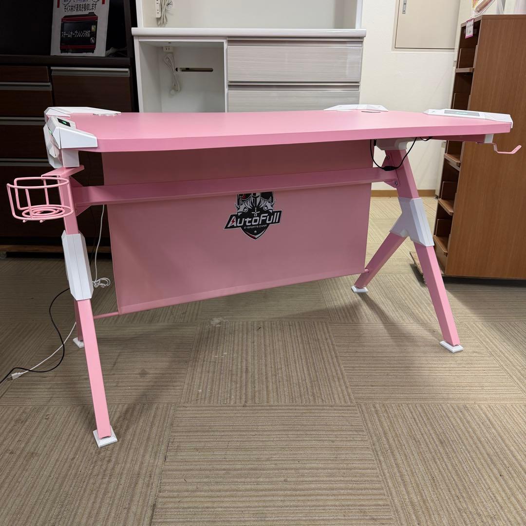 【美品‼️】Autofull オートフル ゲーミングデスク ワイヤレス充電　ピンク