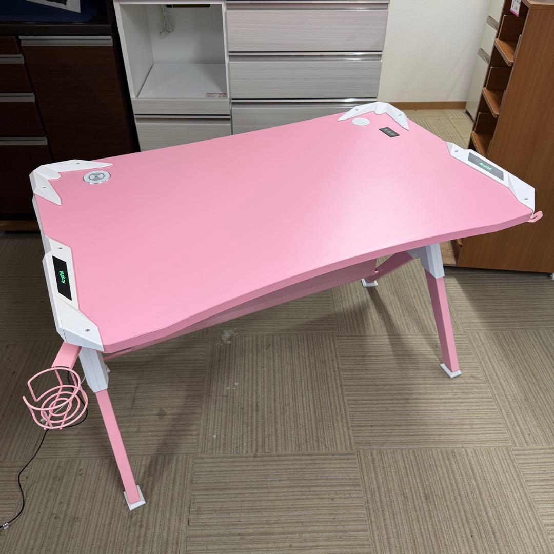 【美品‼️】Autofull オートフル ゲーミングデスク ワイヤレス充電　ピンク