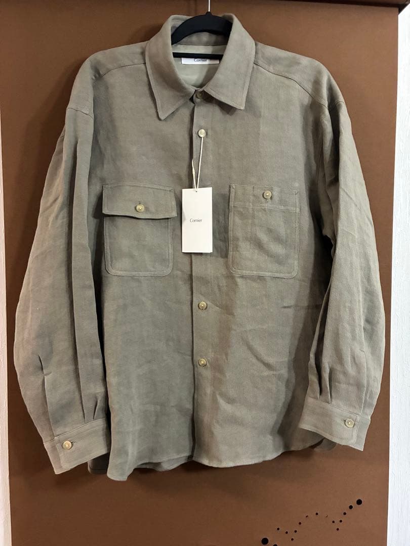 新品Cornier WASHED LINEN TWILL WORK SHIRTS