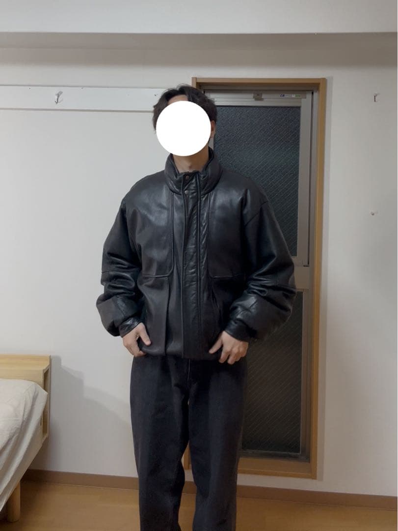 Eddie Bauer レザー ダウンジャケット　黒タグ