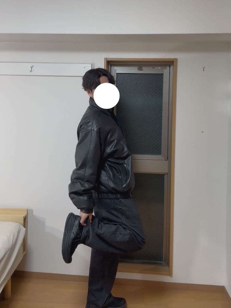 Eddie Bauer レザー ダウンジャケット　黒タグ