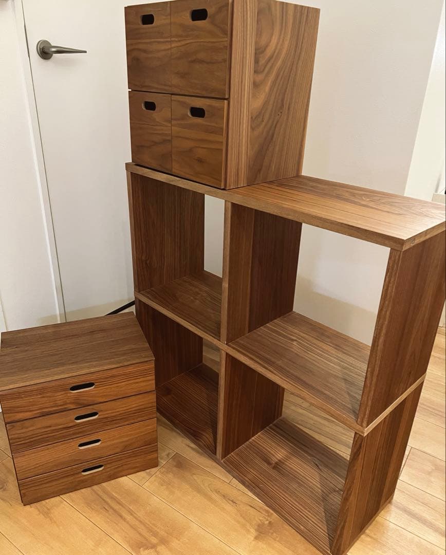 【無印良品】スタッキングシェルフ ＋ 引き出しチェストセット（ウォールナット材）