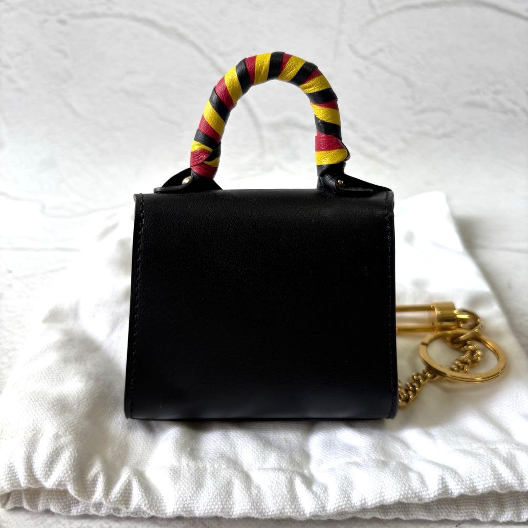 【未使用級/箱付き】デルヴォー ブリヨン バッグチャーム ブラック レザー 黒