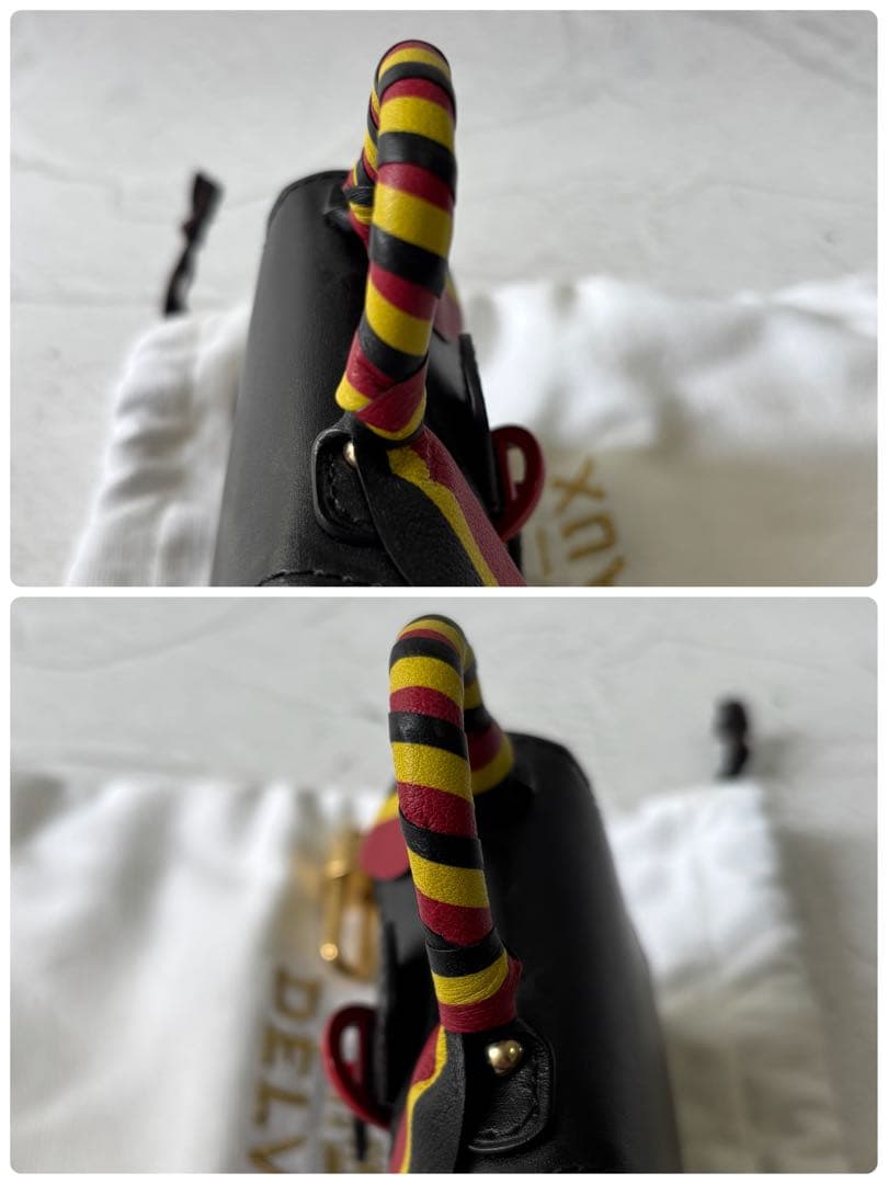 【未使用級/箱付き】デルヴォー ブリヨン バッグチャーム ブラック レザー 黒