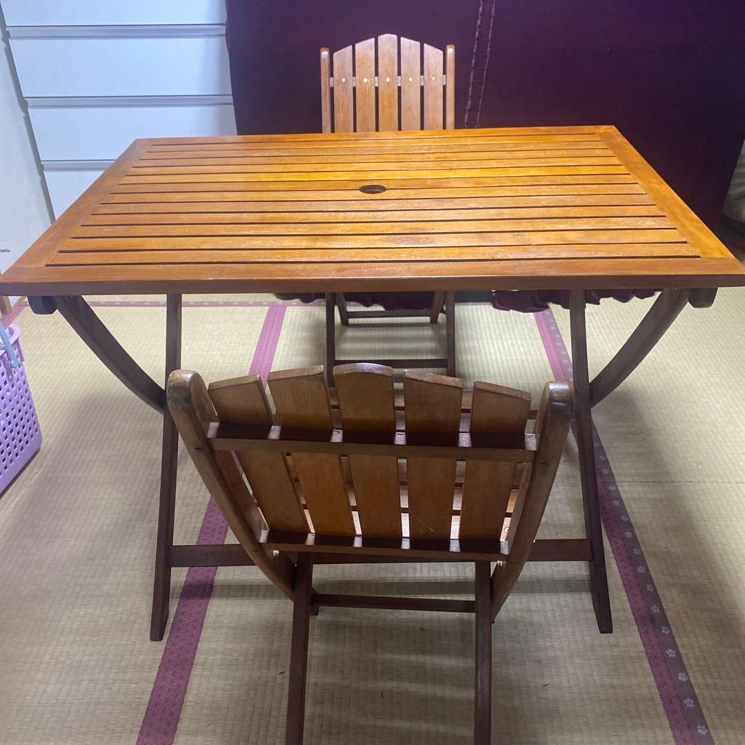 折りたたみテーブル　テーブル1 椅子2