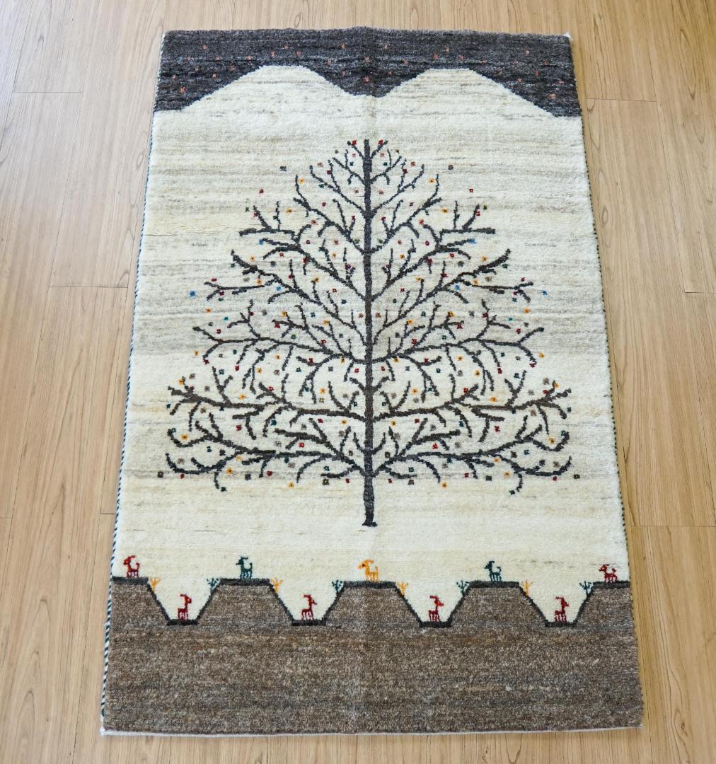 141×86cm ペルシャギャッベ 手織り カシュクリギャベ