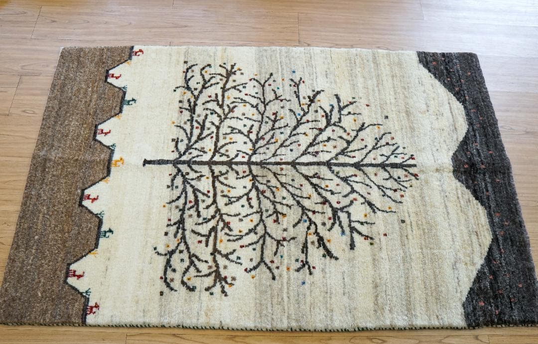 141×86cm ペルシャギャッベ 手織り カシュクリギャベ