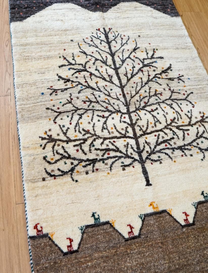 141×86cm ペルシャギャッベ 手織り カシュクリギャベ