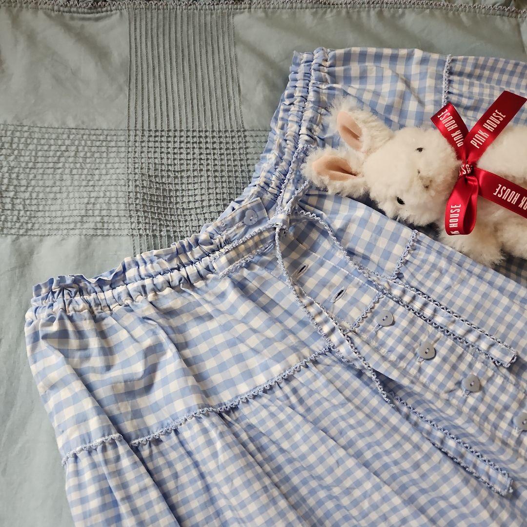 ★ピンクハウス★❤️青木美沙子さんコラボのロングスカート✨ブルー×白ギンガム