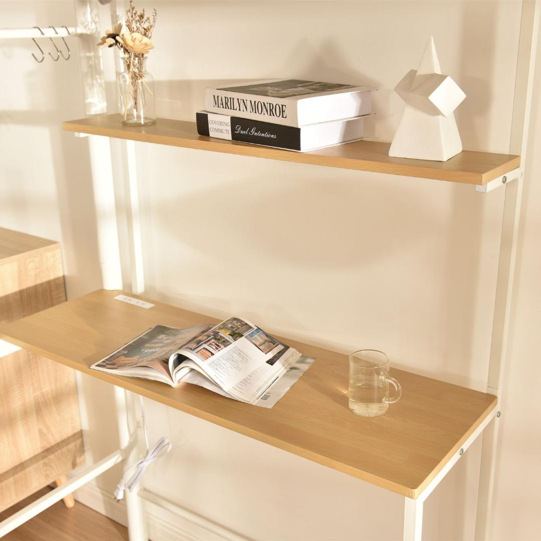 ロフトベッド シングル 階段付き パイプベッド デスク付 北欧風 コンセント付