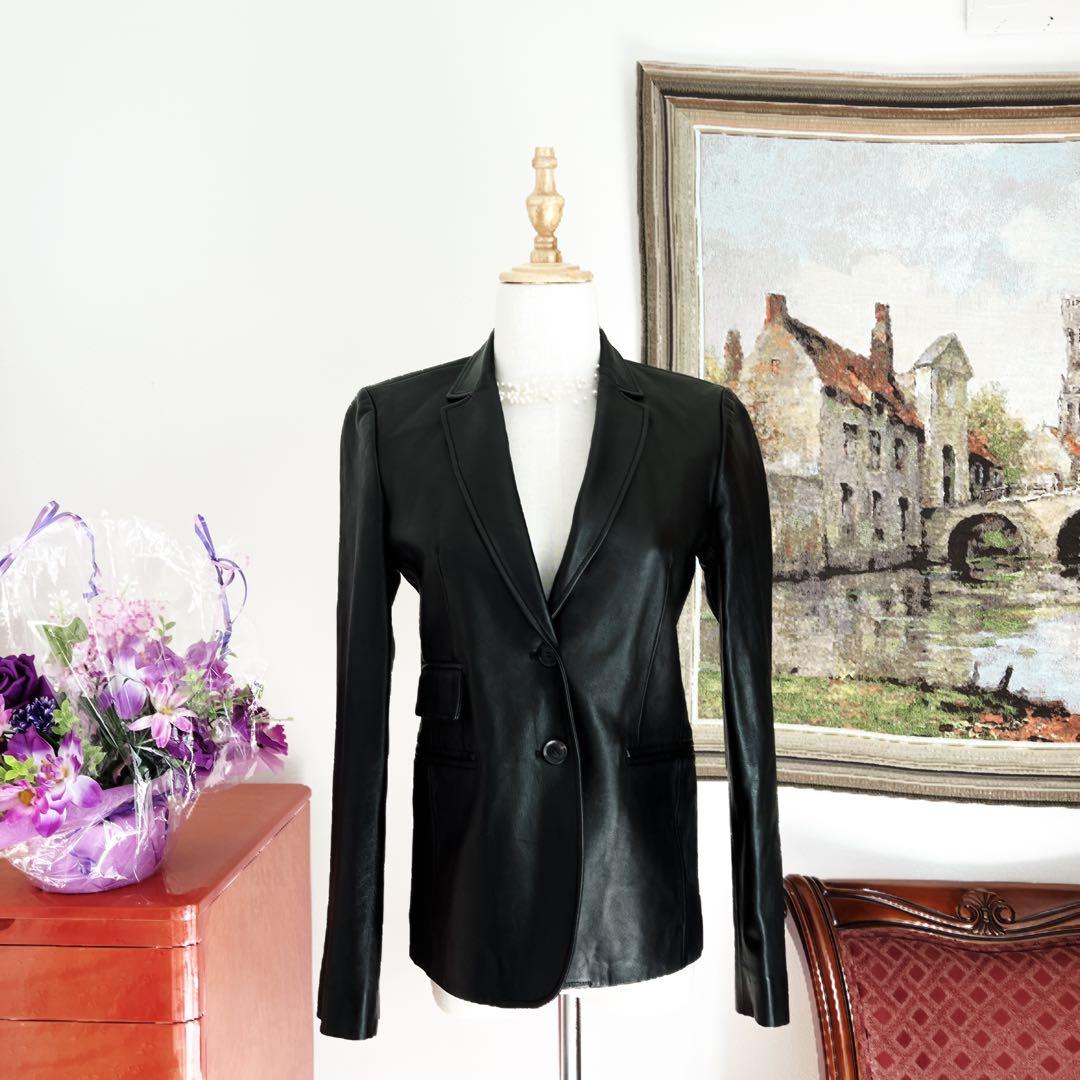 極美品　GUCCI グッチ レザーテーラードジャケット ブラック　ブルゾン　本革