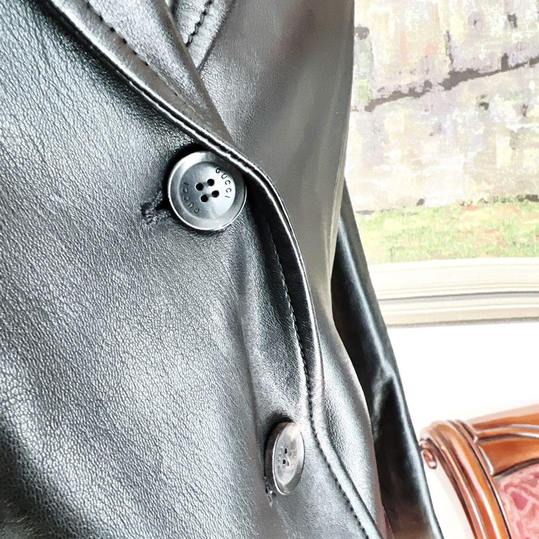 極美品　GUCCI グッチ レザーテーラードジャケット ブラック　ブルゾン　本革