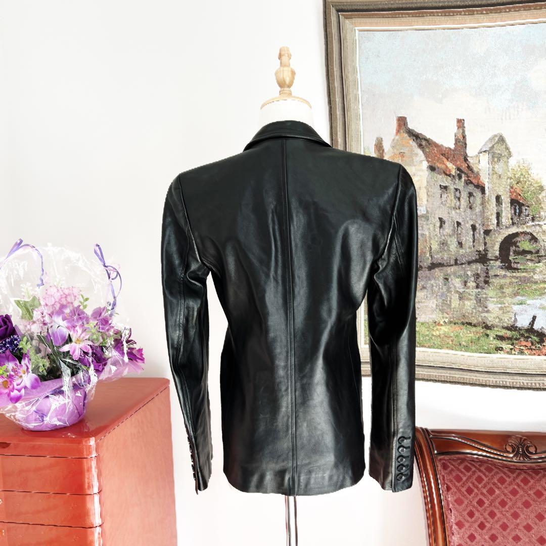 極美品　GUCCI グッチ レザーテーラードジャケット ブラック　ブルゾン　本革