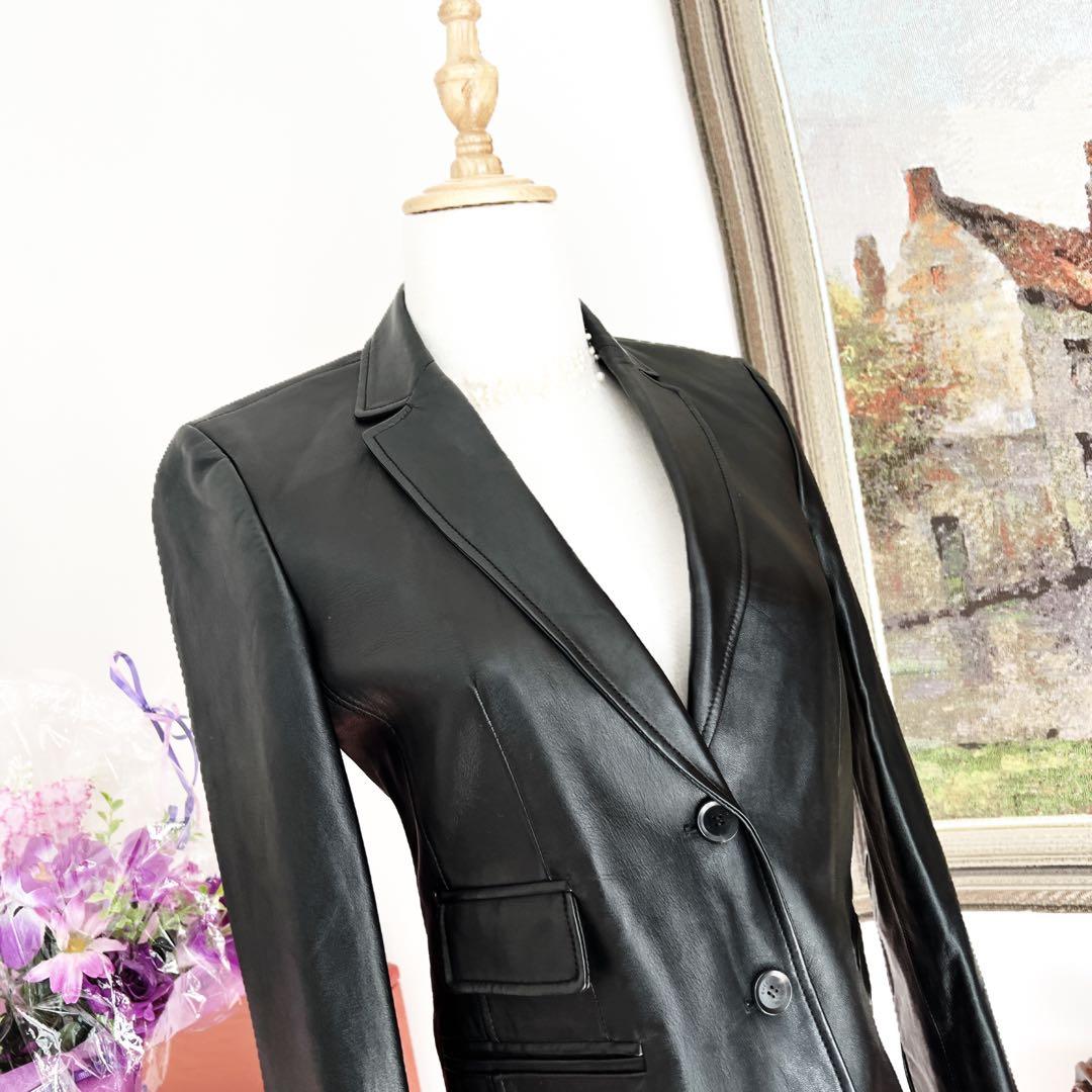 極美品　GUCCI グッチ レザーテーラードジャケット ブラック　ブルゾン　本革