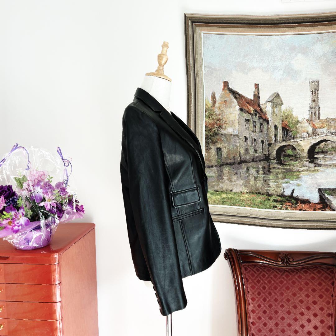 極美品　GUCCI グッチ レザーテーラードジャケット ブラック　ブルゾン　本革