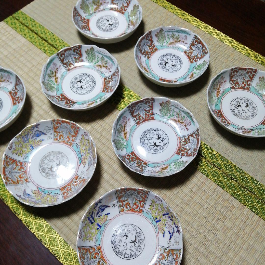 伊万里　金彩膾皿　2種8枚　14.7cm　江戸後期〜明治期