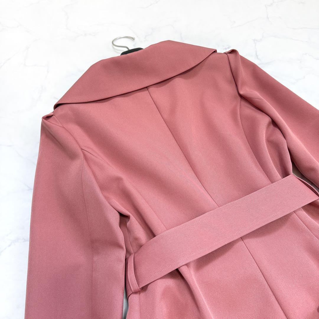 近年 Rene ルネ ♡ パール フリル ロングコート 34 ベルト付 ピンク系