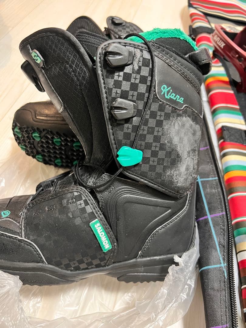 SALOMON スノーボード ストライプ柄 バインディング付き