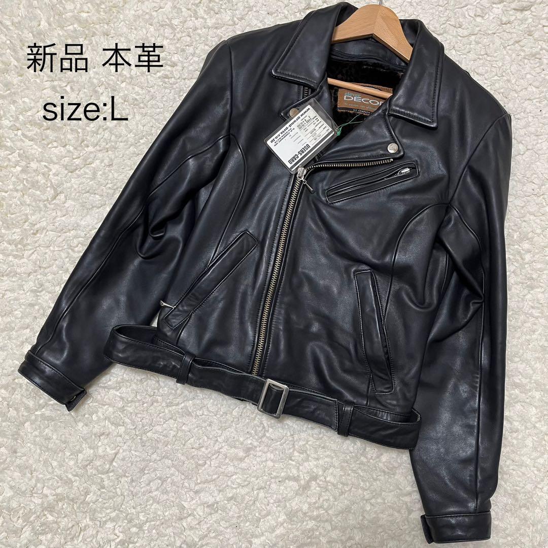 新品 Clever DECOR ダブルライダースジャケット 本革 大きいサイズL