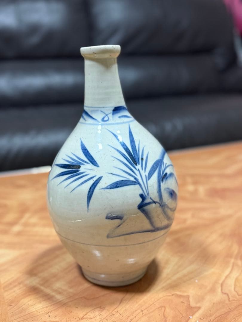 古伊万里　大徳利 花入 染付草文瓶