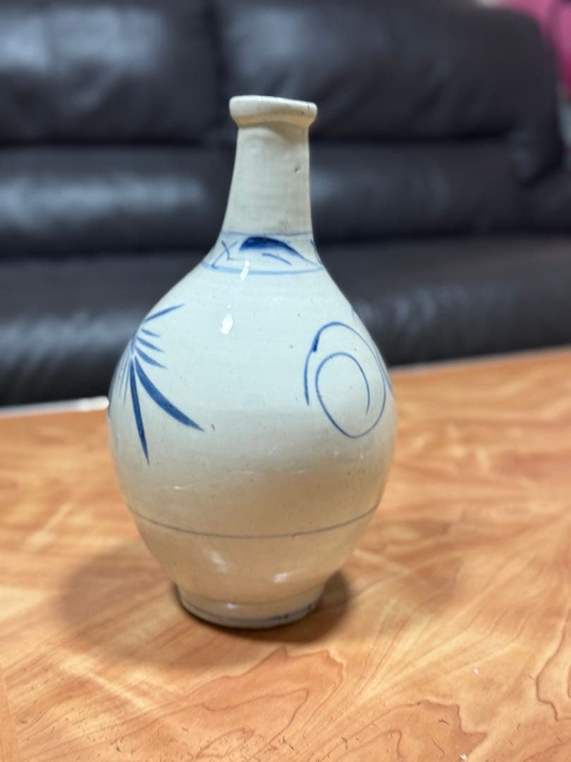 古伊万里　大徳利 花入 染付草文瓶