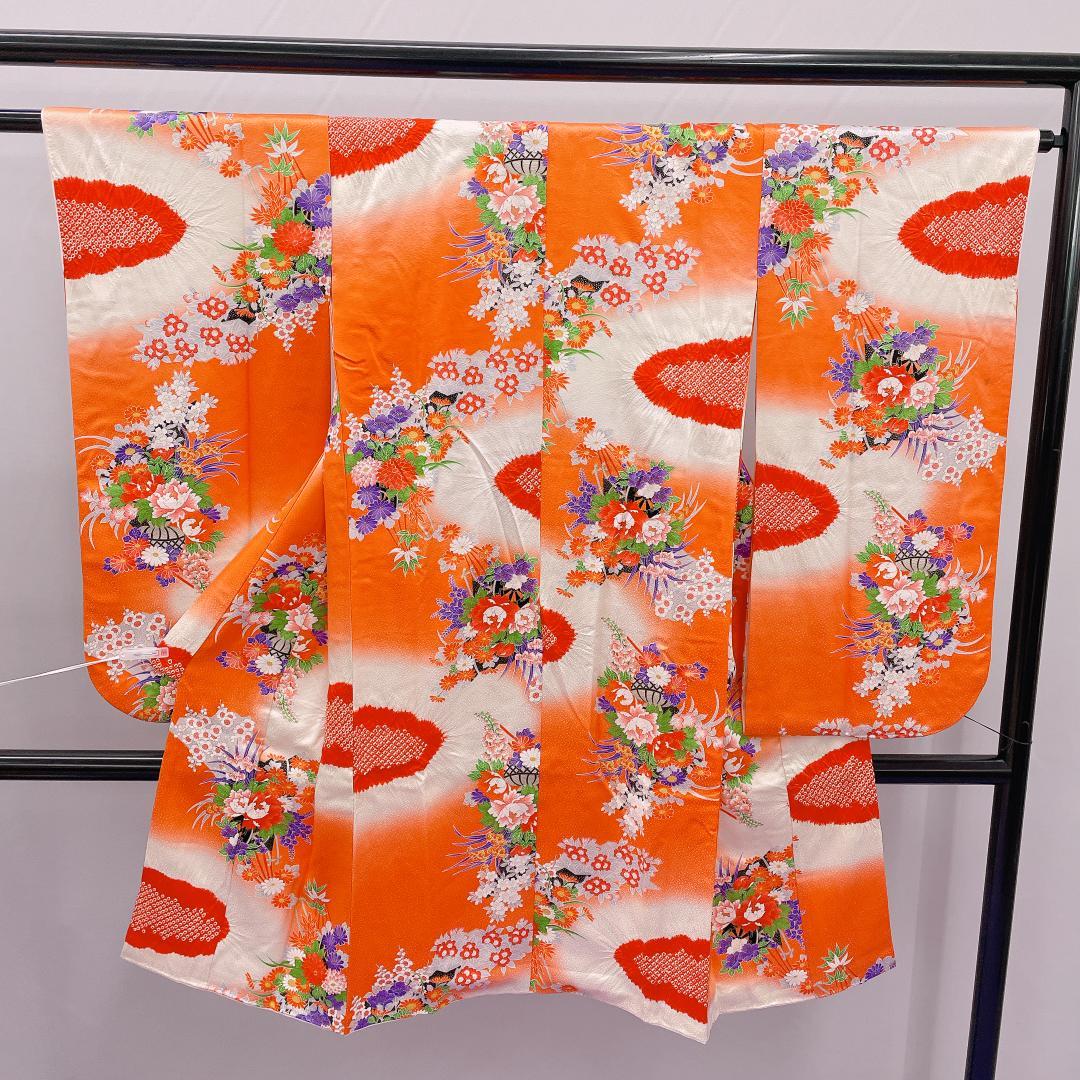 ★4045★ 子供着物 七五三 女の子 四つ身 襦袢付き