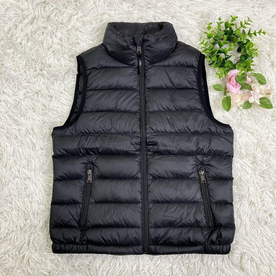 【美品】ポロラルフローレン ダウンベスト ブラック ポニーロゴ 刺繍 XS