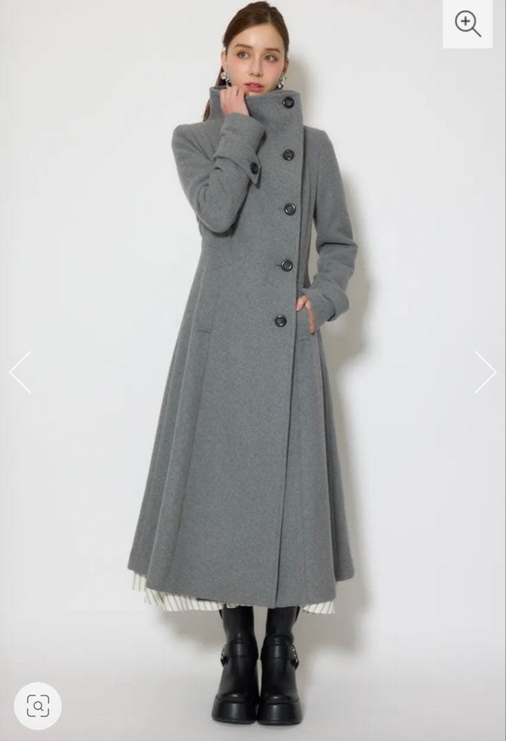 rienda 25オーバーネックシンデレララインコート グレー