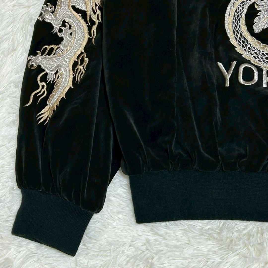 豪華刺繍 別珍 スカジャン 3L 昇り龍 鷲 鷹 鳳凰 ベロア スーベニア 黒