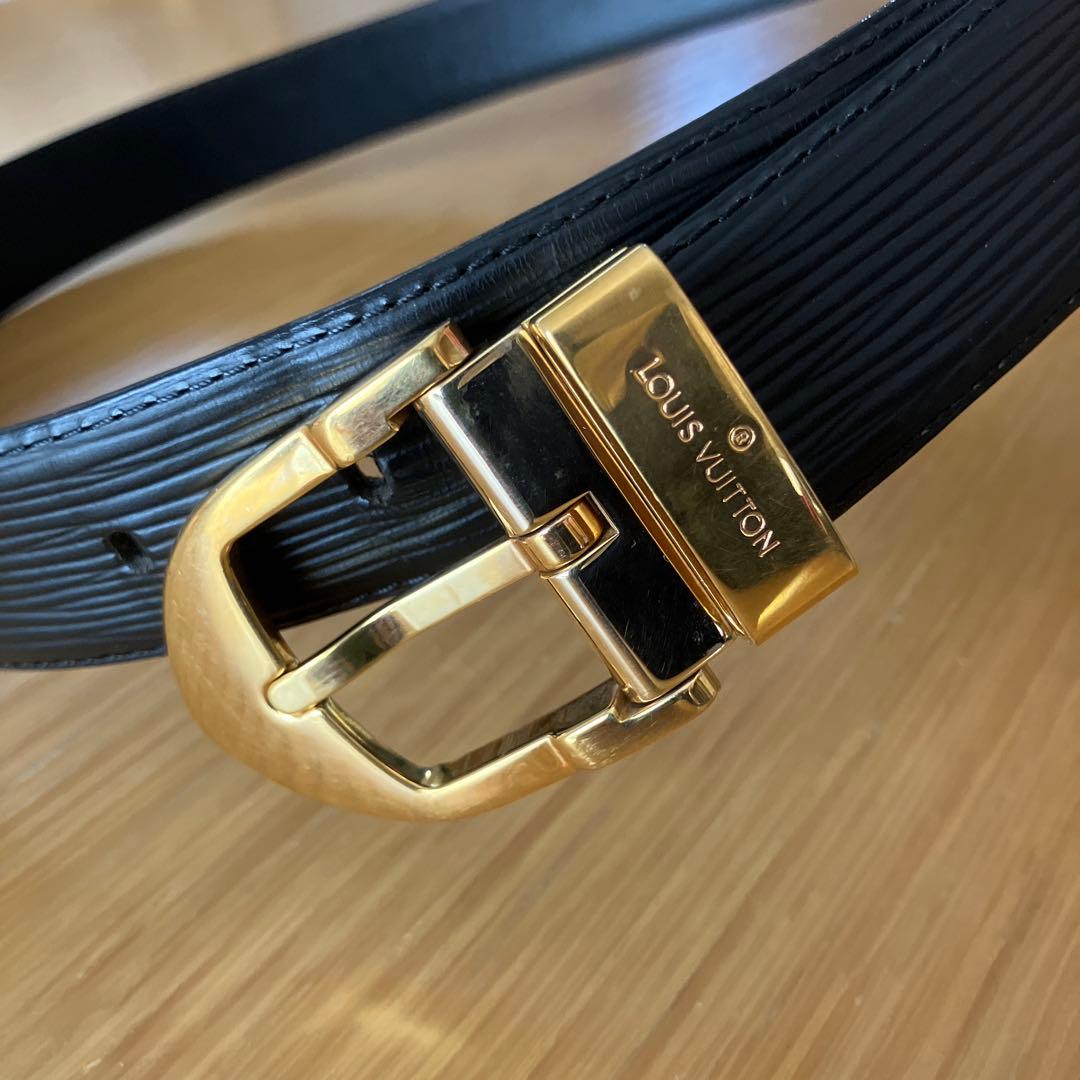 ルイ・ヴィトン ブラックレザーベルト ゴールドバックル
