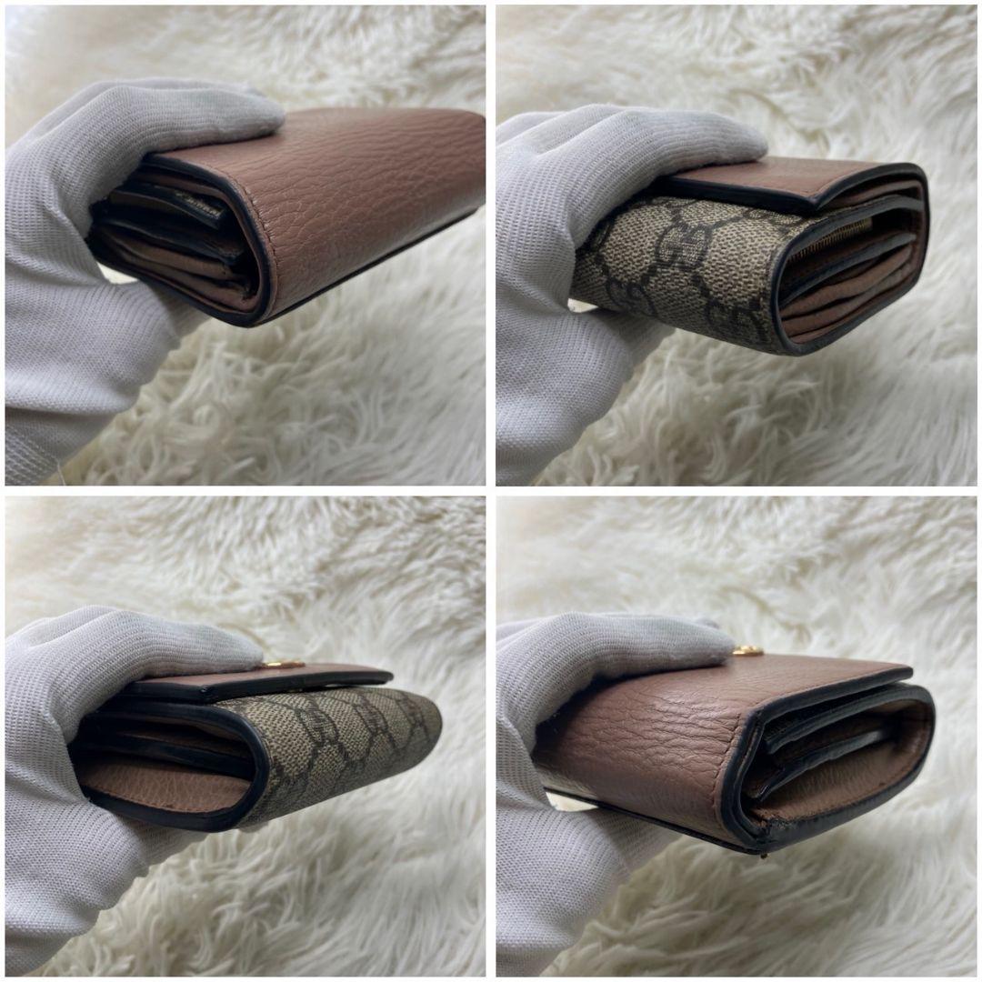 極美✨GUCCI 二つ折り財布 GG マーモント レザー ベージュ