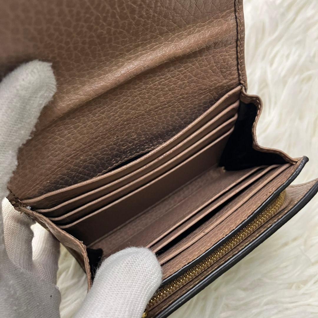 極美✨GUCCI 二つ折り財布 GG マーモント レザー ベージュ