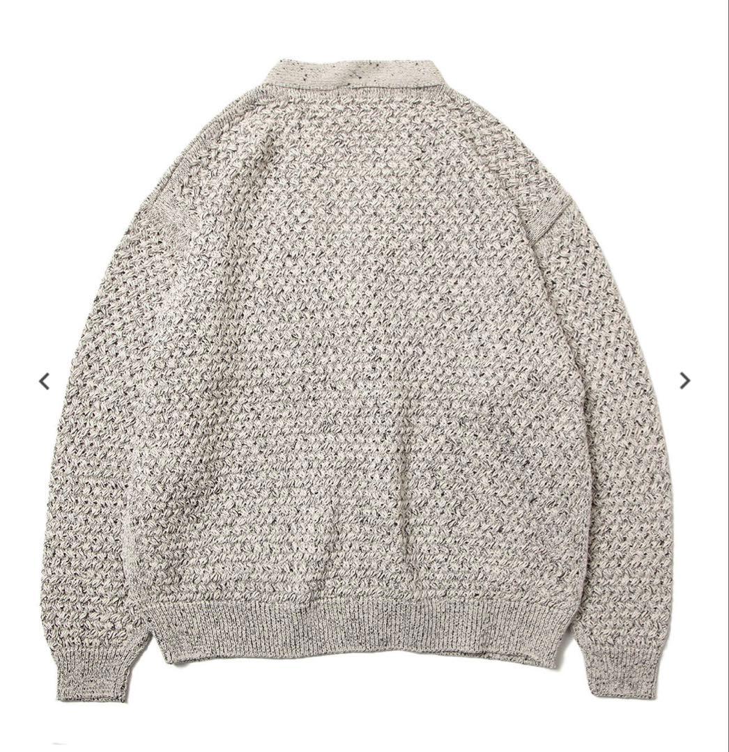 【美品】YOKE MESHED KNIT CARDIGAN(FOG WHITE)