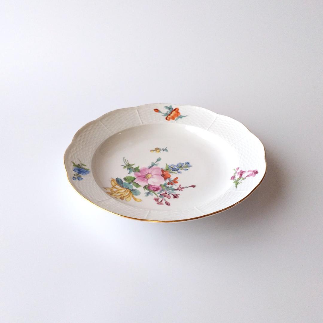 マイセン Meissen 1780-90年頃 金彩花絵 ディナープレート