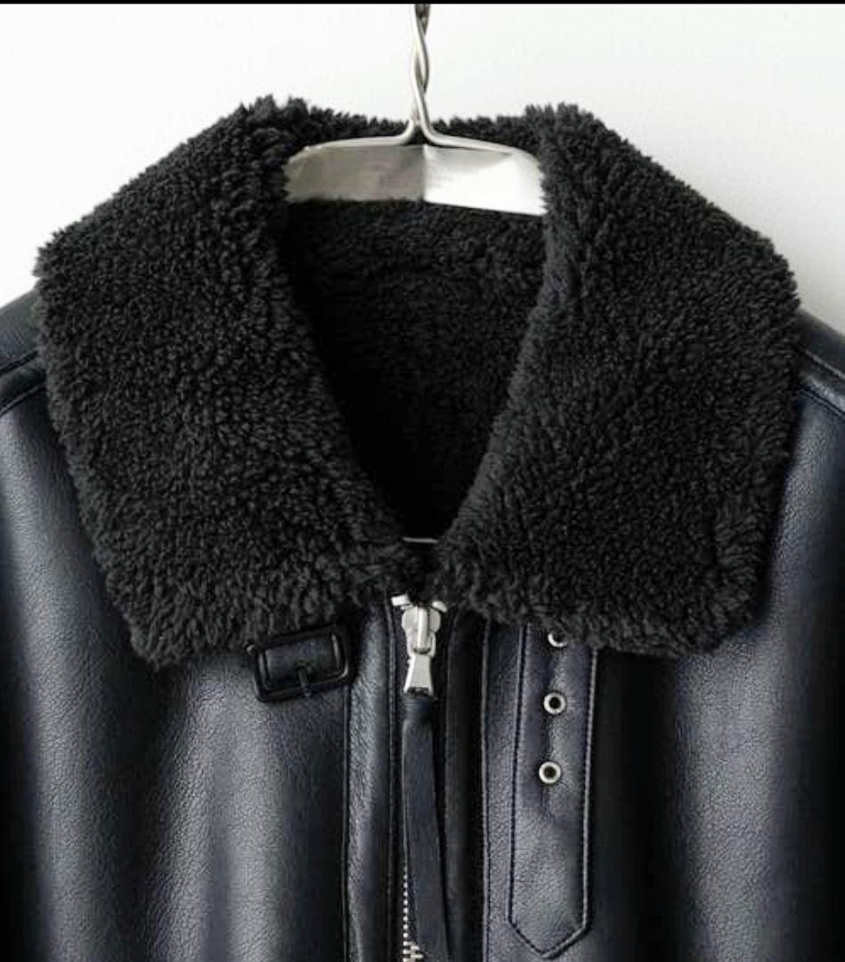 【極美品】WYM B-6 フェイクムートンジャケット M ブラック 短丈