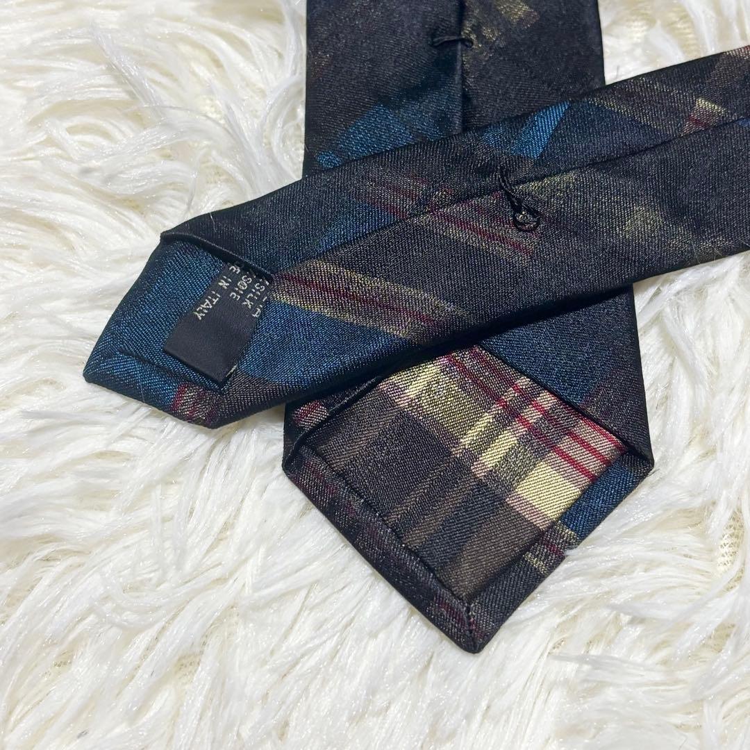 ✨激レア✨【ほぼ未使用】PRADA ネクタイ　ナロータイ　チェック　光沢