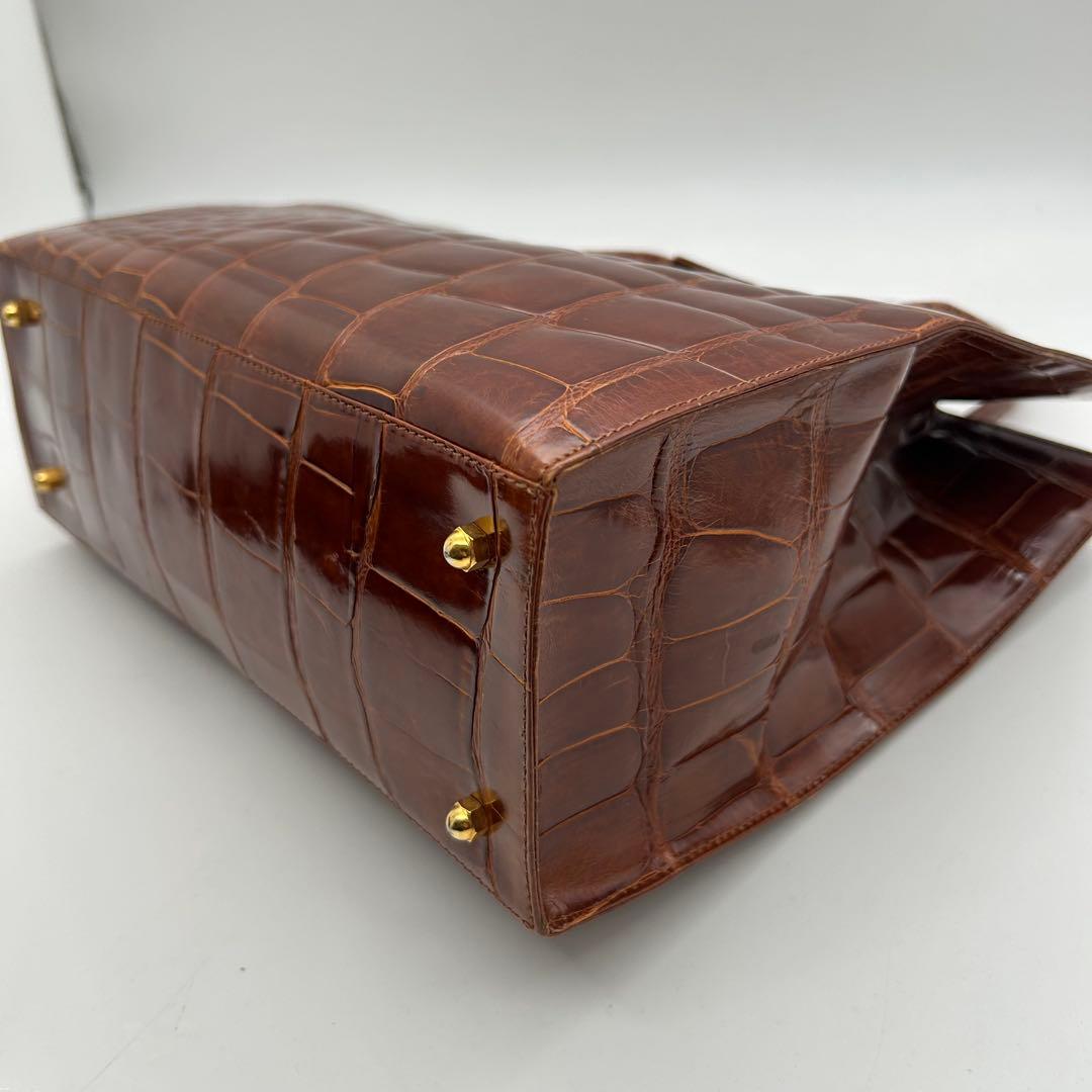 美品　Franco Parmeggiani　クロコ　トートバッグ　肩掛け　自立