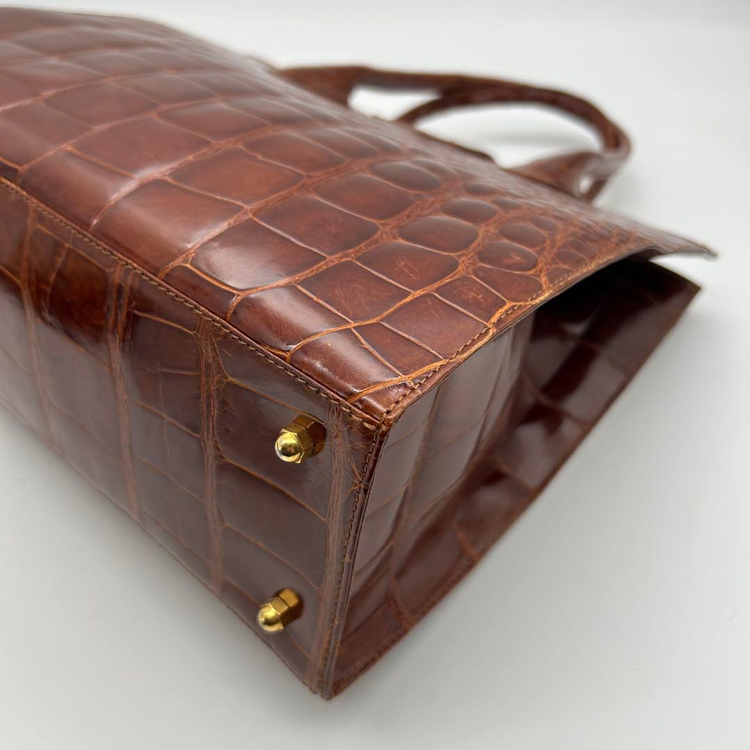 美品　Franco Parmeggiani　クロコ　トートバッグ　肩掛け　自立