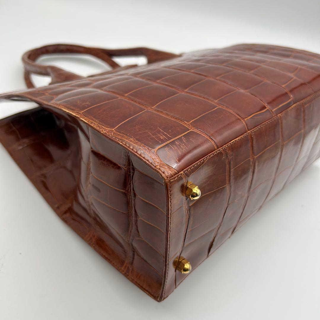 美品　Franco Parmeggiani　クロコ　トートバッグ　肩掛け　自立